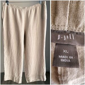 J. Jill 100% Linen Cropped Pants XL Beige